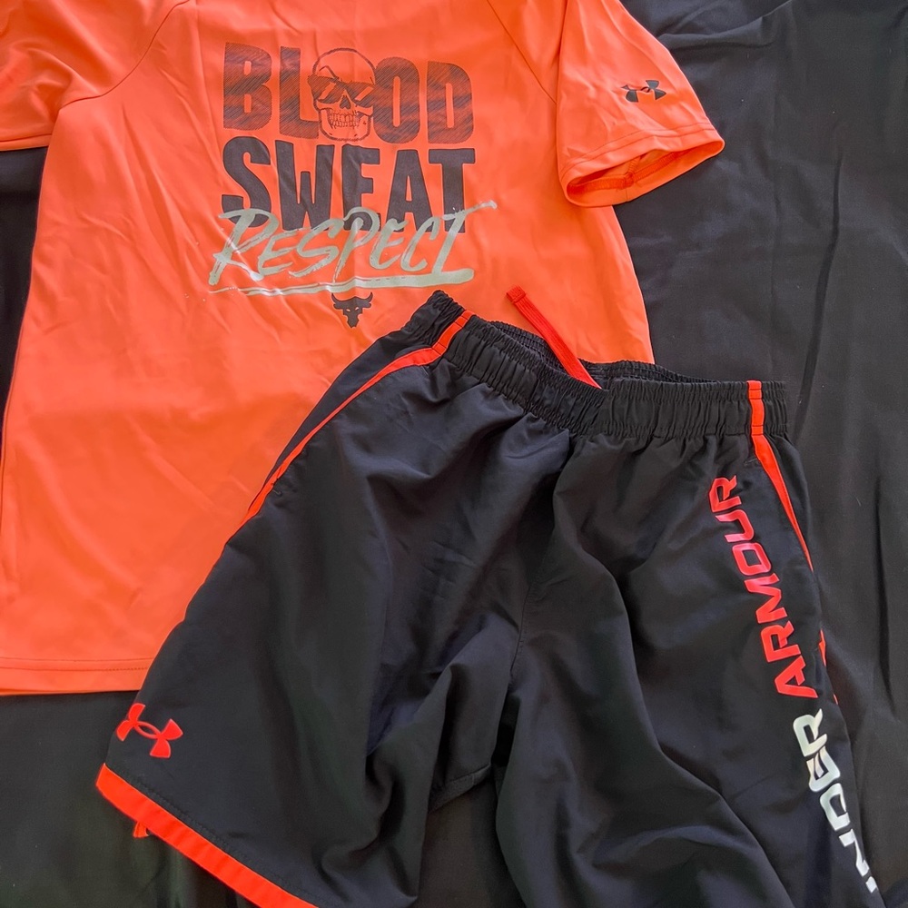 Under Armour Black and Orange Athletic Shorts